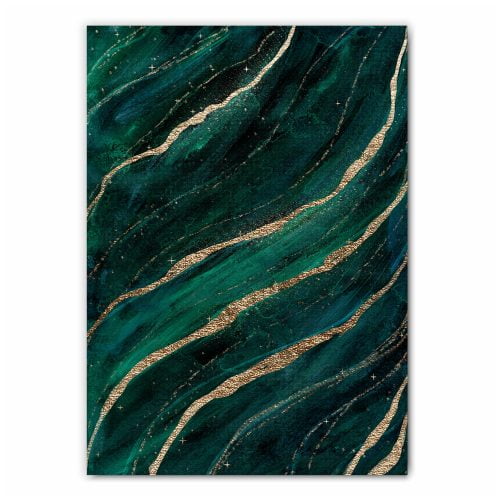 Emerald and Gold Abstract Print Set - 2