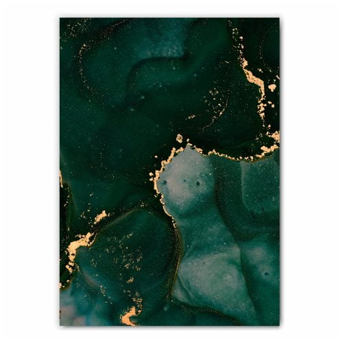 Emerald and Gold Abstract Print Set - 3
