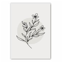 Grey Floral Line Art Print Set - 1