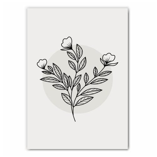 Grey Floral Line Art Print Set - 2