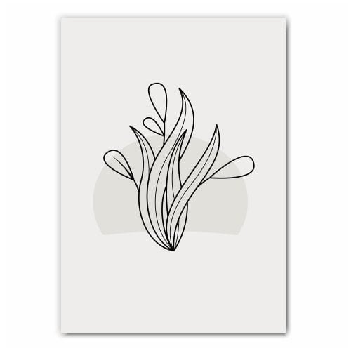 Grey Floral Line Art Print Set - 3