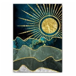 Gold Sun and Waves Print