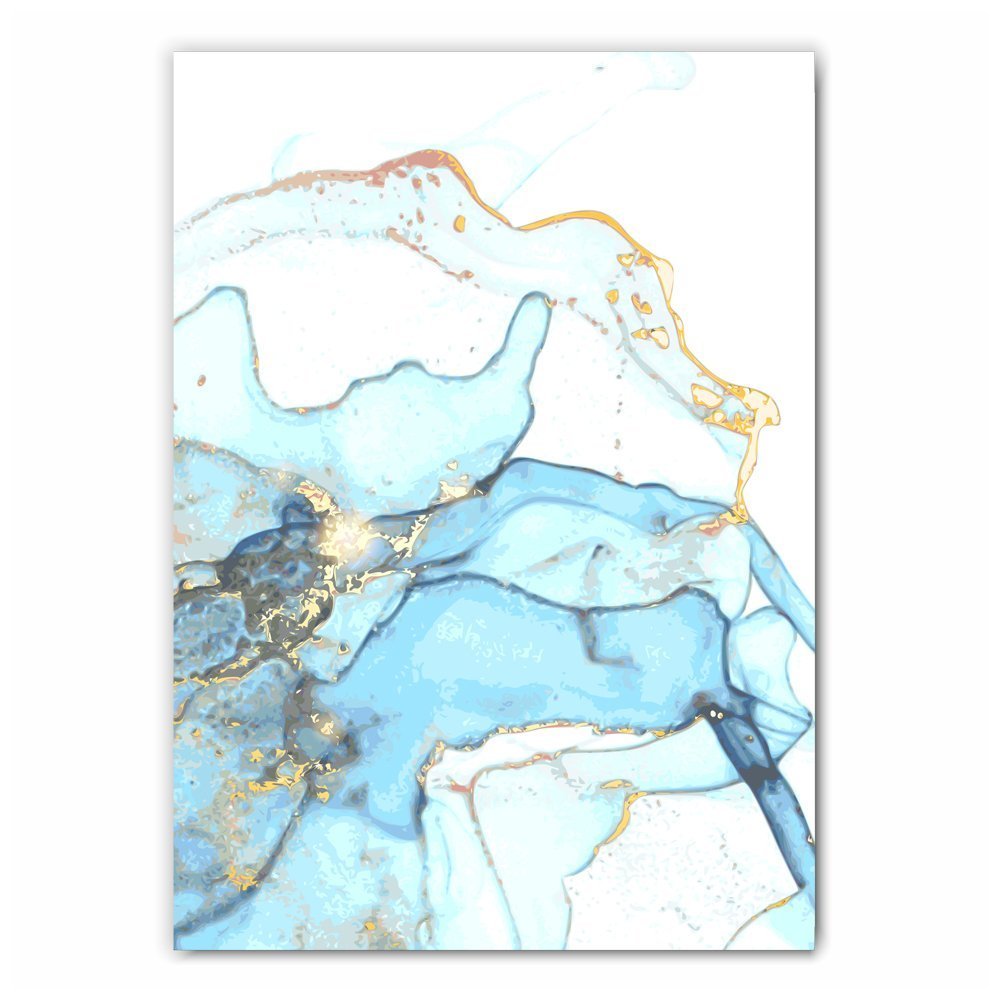 Blue and Gold Marble Print Set - 3