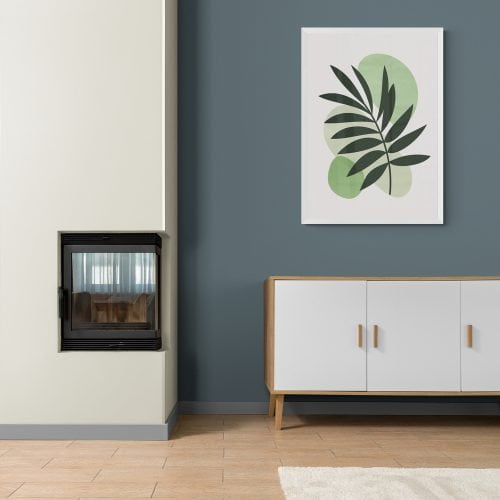 Abstract Palm Leaf Art Print in white frame
