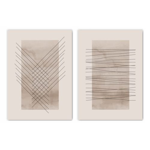 Neutral Line Drawing Print Set of 2