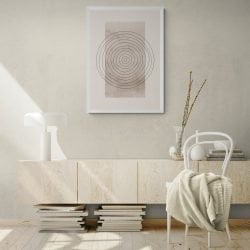 Minimalist Circles Line Art Print in white frame