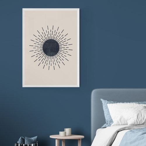 Monochrome Sun Art Print in white frame