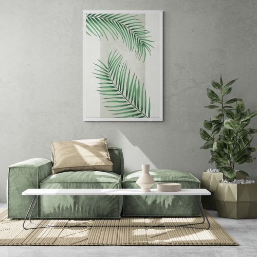 Minimalist Palm Leaf Print in a white frame