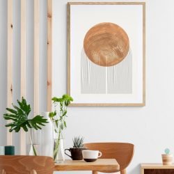 Sun and Line Arch Print in natural wood frame with mount