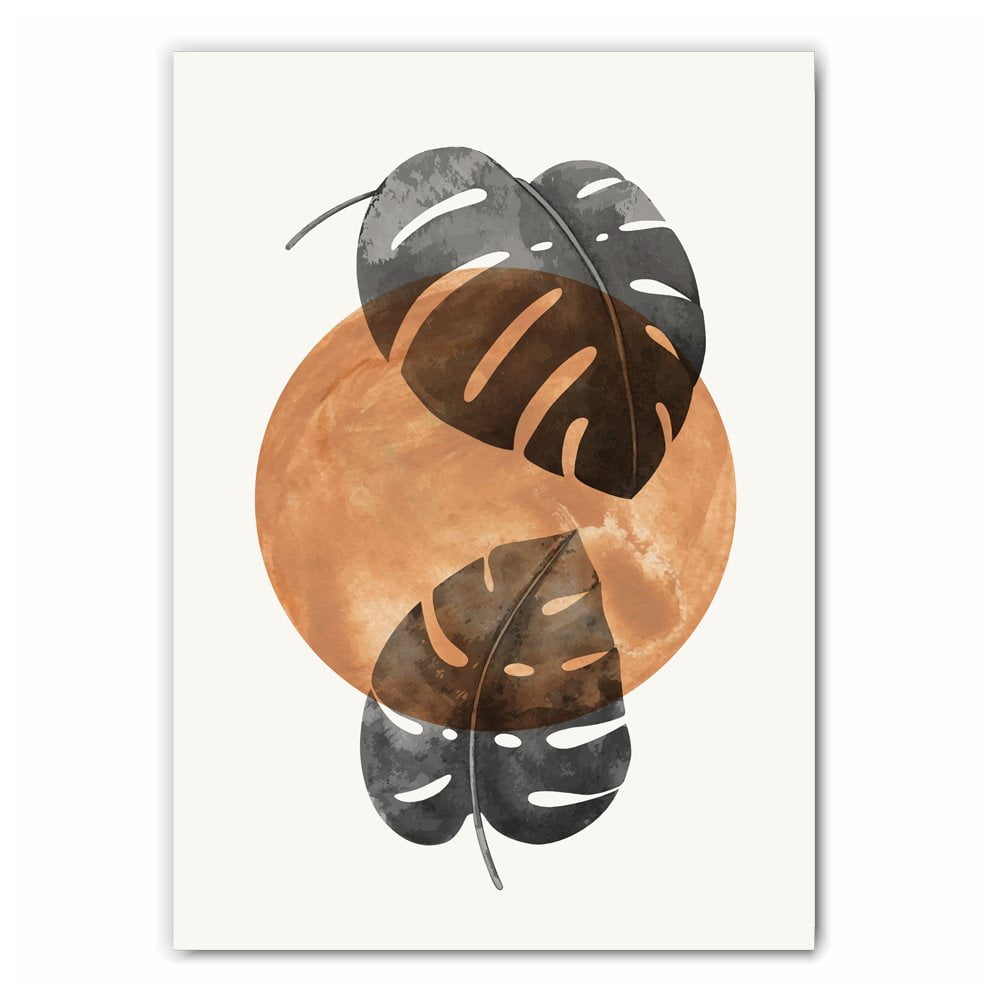 Sun and Monstera Leaves Print