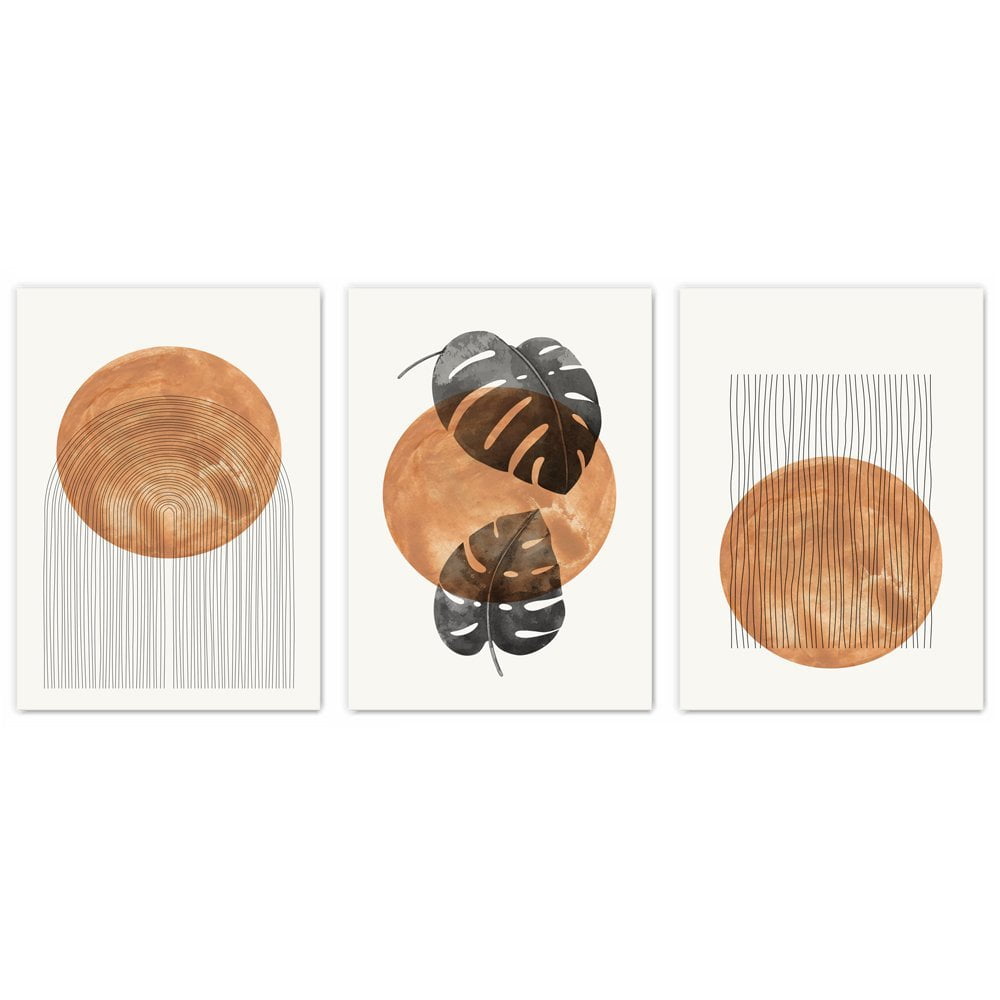 Monstera and Abstract Lines Print Set of 3
