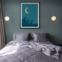 Forest at Night Art Print in black frame with mount