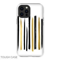 Black and Gold Brush Strokes iPhone Tough Case