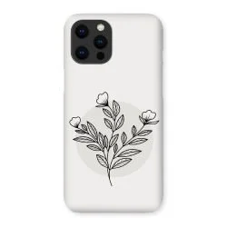 Grey Floral Line Art Phone Case