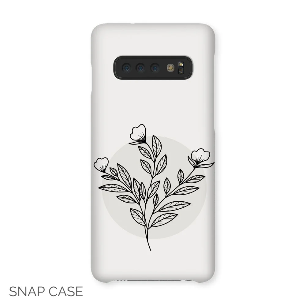 Grey Floral Line Art Samsung Snap Case