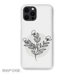 Grey Floral Line Art iPhone Snap Case