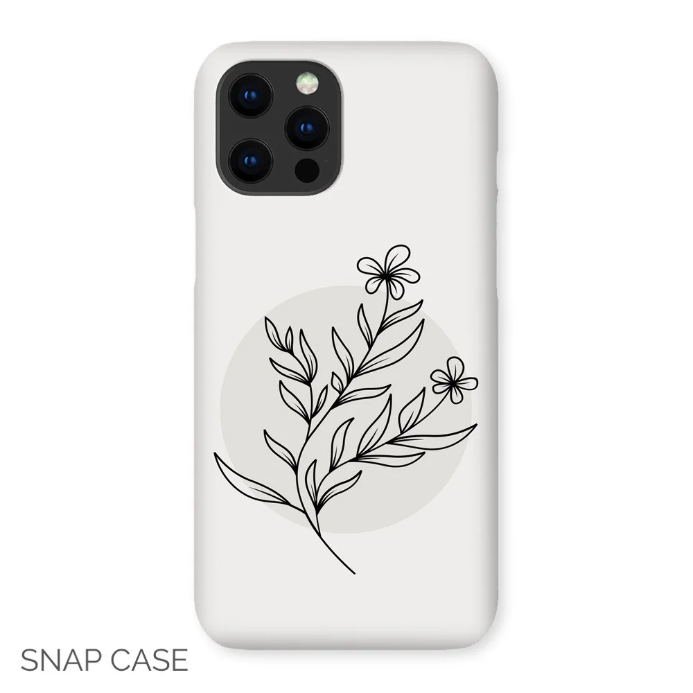 Grey Line Art Flowers iPhone Snap Case
