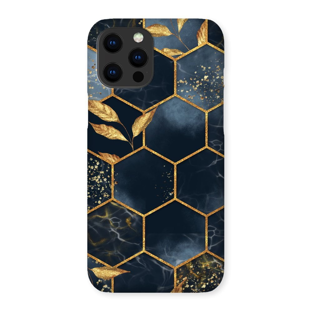Blue and Gold Hexagon Phone Case