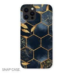 Blue and Gold Hexagon iPhone Snap Case