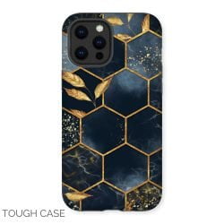 Blue and Gold Hexagon iPhone Tough Case