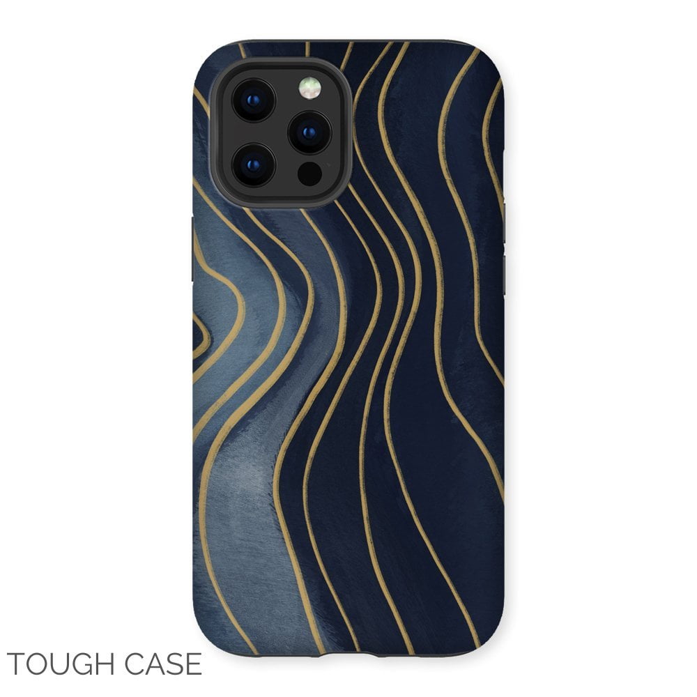 Blue and Gold Curves iPhone Tough Case