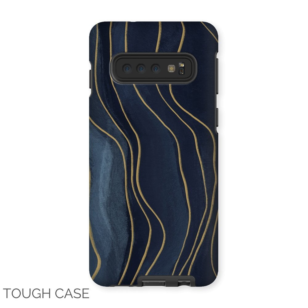 Navy and Gold Curves Samsung Tough Case