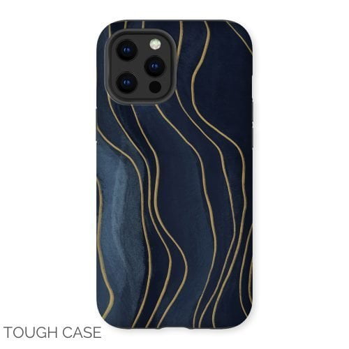 Navy and Gold Curves iPhone Tough Case