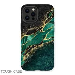 Abstract Green and Black iPhone Tough Case
