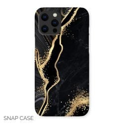 Black and Gold Marble iPhone Snap Case