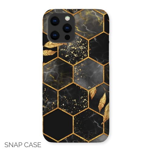 Black and Gold Hexagon iPhone Snap Case