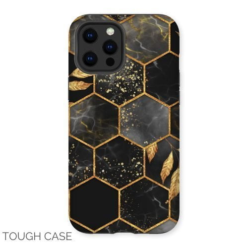 Black and Gold Hexagon iPhone Tough Case