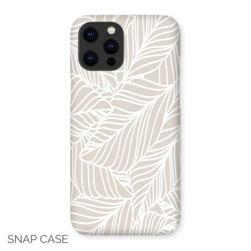 White Line Art Leaves iPhone Snap Case