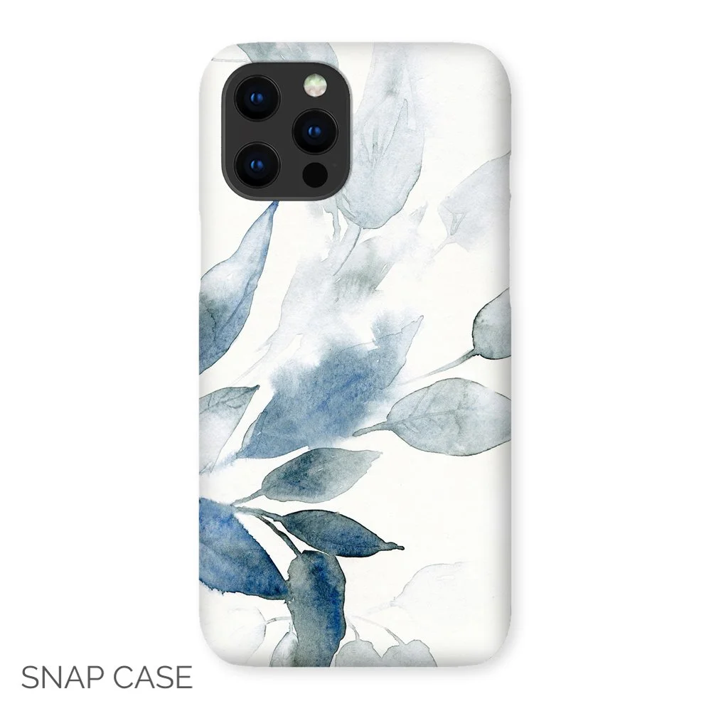 Blue Watercolour Leaves iPhone Snap Case