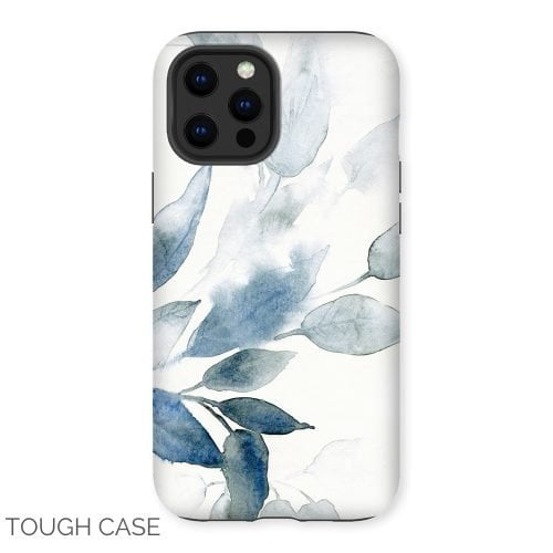 Blue Watercolour Leaves iPhone Tough Case