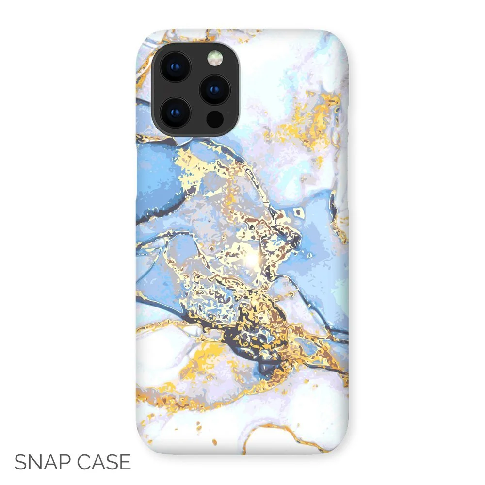 Blue and Gold Marble iPhone Snap Case