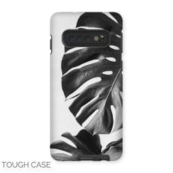 Greyscale Monstera Leaves Samsung Tough Case