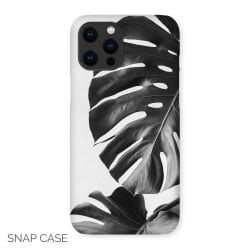 Greyscale Monstera Leaves iPhone Snap Case