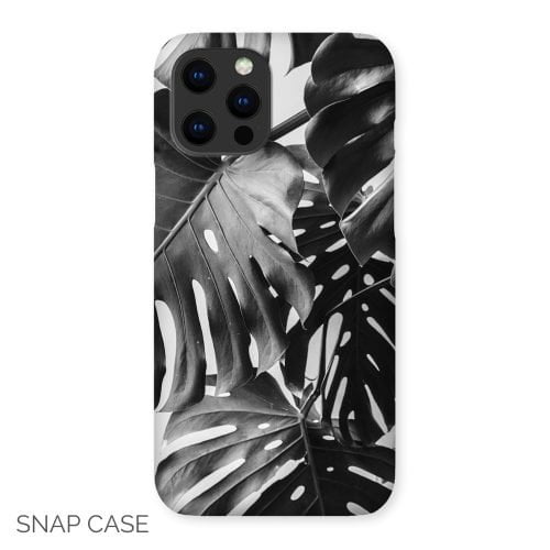 Monochrome Monstera Leaves iPhone Snap Case